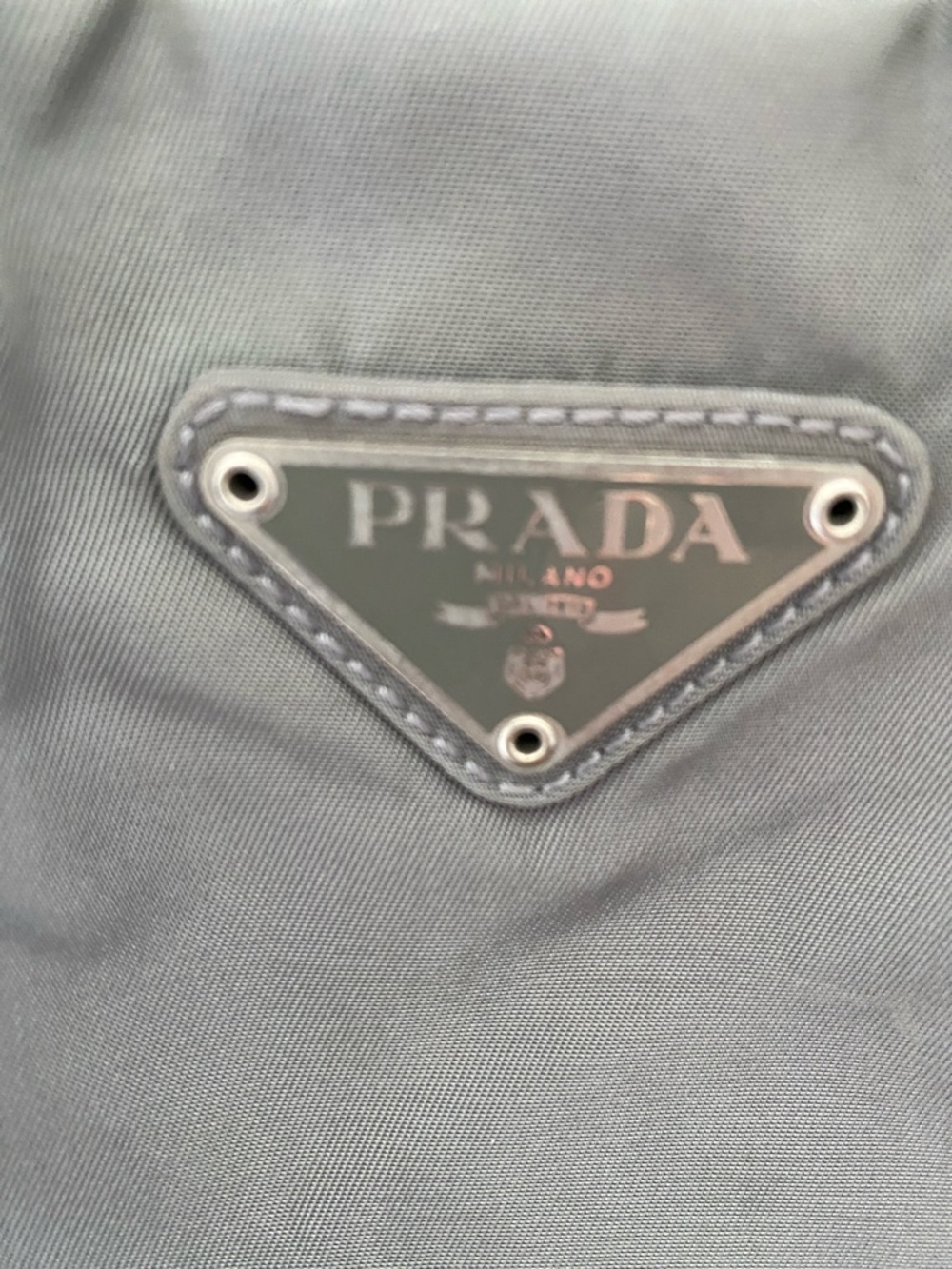 Prada Trssuto Grey/Green Nylon Tote - Picture 7 of 9